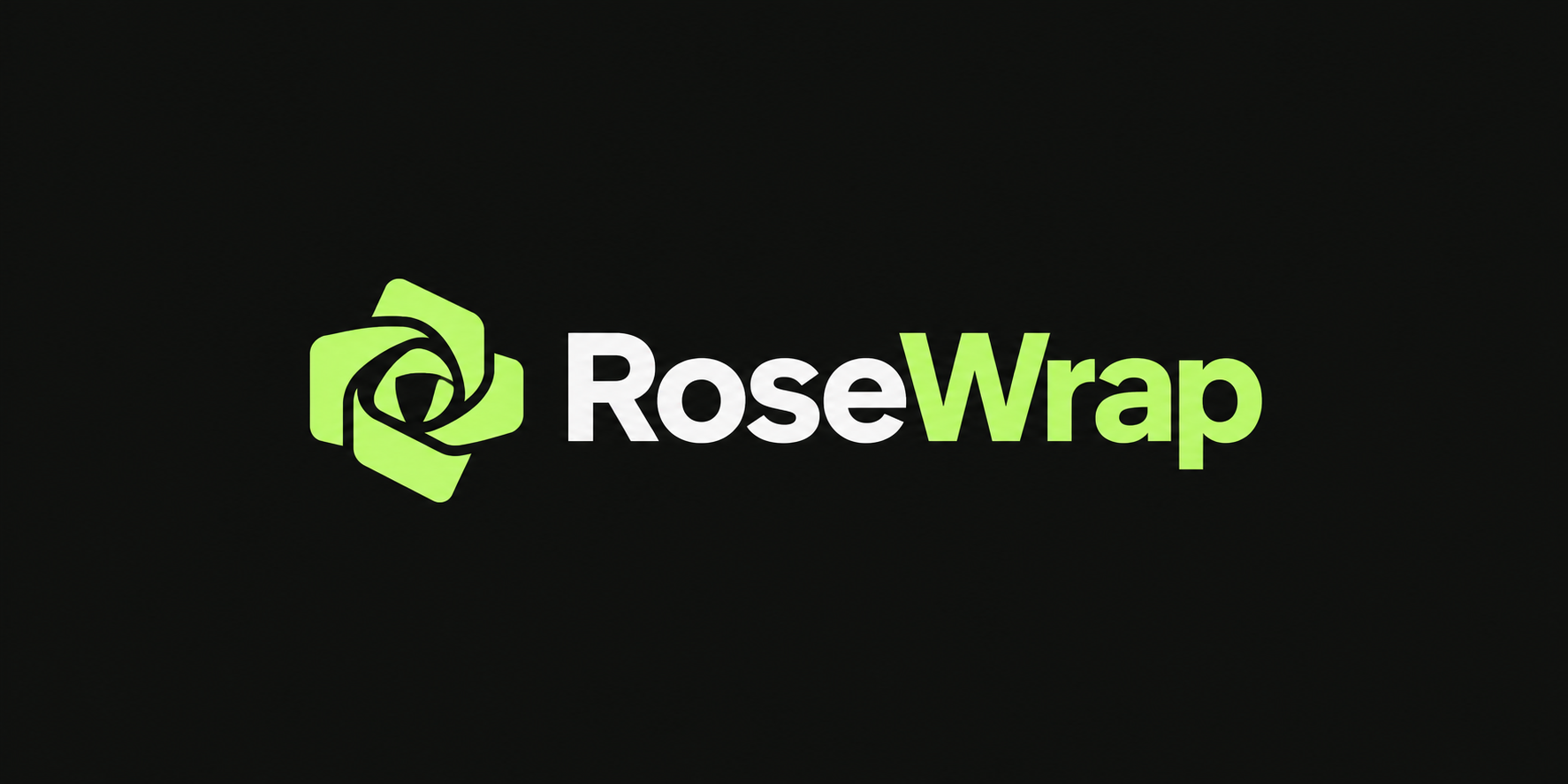 RoseWrap logo: a lime green folded rose symbol and RoseWrap wordmark